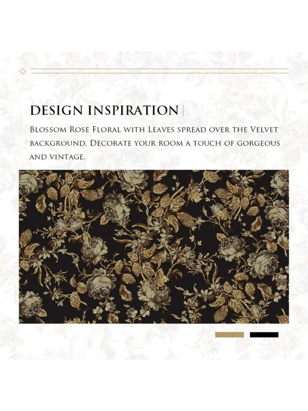 Soft Velvet Retro Gold Floral Curtains, 2 Panels, W52 x L84, Elegant Drapes